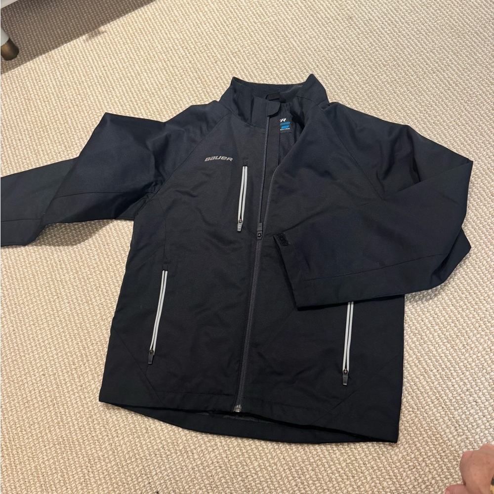 Bauer Black Softshell Jacket with White Zippers